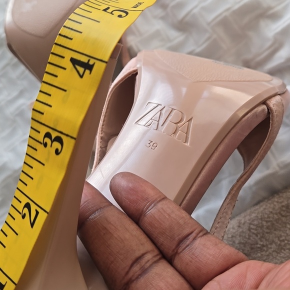 Zara Satin Pale Pink Slingback High Heels Minimalist Monochromatic Summer Shoes - Picture 10 of 12